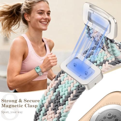 Braided Stretchy Band Compatible with 40mm Apple Watch Bands for Women 38mm 41mm 42mm, Soft Nylon Magnetic Sport Replacement Infinity Loops Strap for iWatch Series 11 10 9 8 7 6 5 4 3 2 1 SE Ultra - Thumbnail 4