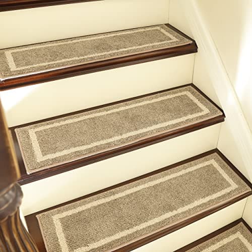 COSY HOMEER Soft Stair Treads Non-Slip Carpet Mat 28inX9in Indoor Stair Runners for Wooden Steps,Stair Rugs for Kids and Dogs, 100% Polyester TPE Backing 4pcs,Beige - Image 1