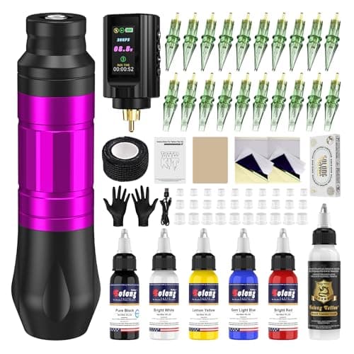 NAZZOR Tattoo Kit Tattoo Pen with Tattto Battery and 20 Pcs Tattoo Cartridge Needles, Tattoo Ink Set, Complete Tattoo Supplies for Beginners and Artists NA-TK-P704KITA-8 - Image 1