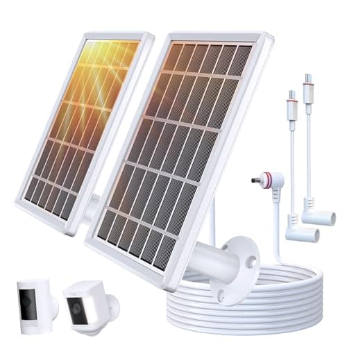 Solar Panel Charger for Ring Camera, Camcorder Solar Charger Compatible with Ring Stick Up Cam, Stick Up Cam Pro Battery, Spotlight Camera Plus Battery, Spotlight Cam Pro, 3W, 2 Pack - Image 1