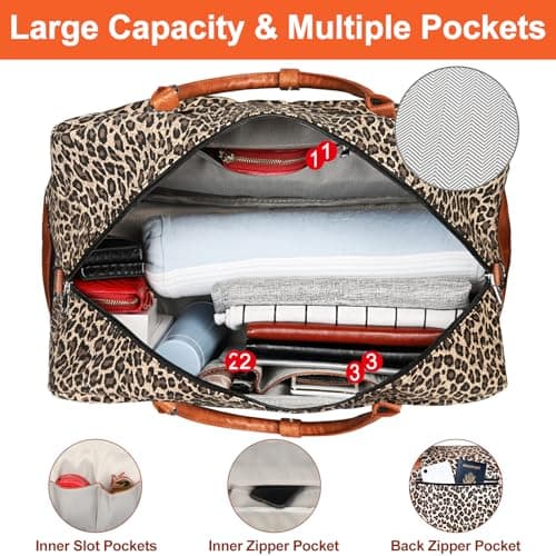 IBFUN Weekender Bags for Women, 21" Weekender Travel Bag, Travel Duffle Bag with Shoe Compartment Carry on Overnight Duffel Bag for Weekend Travel Business Trip - Thumbnail 4