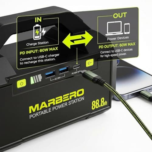 MARBERO Portable Power Station with AC Outlet 100W Solar Generator 88.8Wh - Thumbnail 6