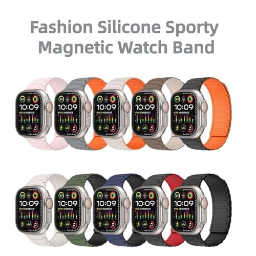 Magnetic watchband Compatible with Apple Watch Ultra 3/2/1 Band 42mm 41mm 40mm 38mm Sport Silicone Replacement Wristband Strong Magnet link for iWatch Series 11/10/9/8/7/6/5/4/3/2/1 SE 3/2/1,Blue - Thumbnail 6