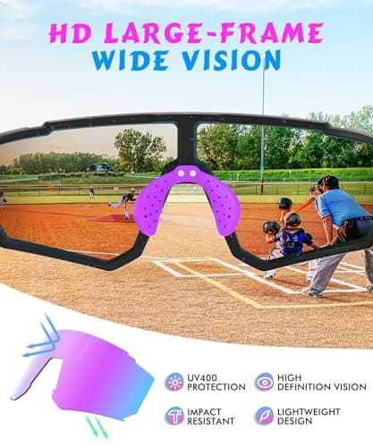 QALLY 3 Pack Kids Sunglasses Youth Baseball Sunglasses for Boys Girls Age 4-14, Cycling Softball Running UV400 Protection Sports - Thumbnail 6
