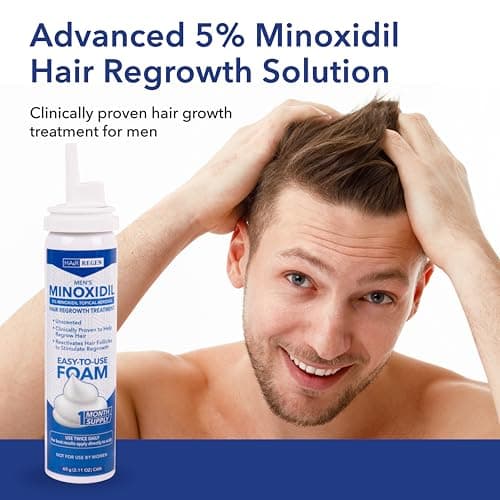 Hair Regen Minoxidil Foam for Men 5% Percent - Men's Hair Growth Treatment for Him- Topical Foaming Minoxidil for Men- Great for Hair Regrowth and Reduce Hair Loss - 6 Pack as 6 Months Supply - Thumbnail 3