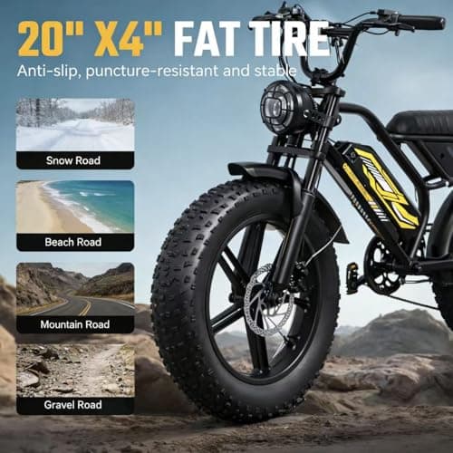 TltZeen Moped Style Electric Bike for Adults-20 x 4.0 Fat Tire Ebike, Peak 1000W Motor, NFC & Password Unlock, Long Seat, 48V 18.2Ah Battery, Up to 28 MPH, UL 2849 Certified - Thumbnail 2