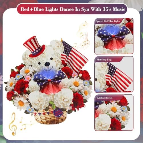 XTF2015 American Flag Card, Happy Birthday Cards, 250th Anniversary Birthday Card with MUSIC & LIGHTS, 3D Pop Up 11 Inch Musical Cards for Veterans, Grandfathers, Fathers & Kids - Thumbnail 3
