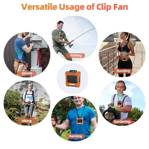 SynclaspX Waist Fan, 10000mAh Rechargeable Belt Clip Fan, 24H Runtime, 49ft/s Strong Airflow, 3-Speed 7-in-1 Hands-Free Personal Fan with Bottom Air Intake and LED SOS Light for Jobsite Outdoor Work - Thumbnail 6