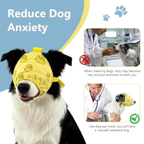 NACOCO Dog Calming Cap Eye Mask Ducks Nylon Shading Pet Anxiety Mask Muzzle for Grooming Anti Car Sickness (Yellow, S) - Thumbnail 4