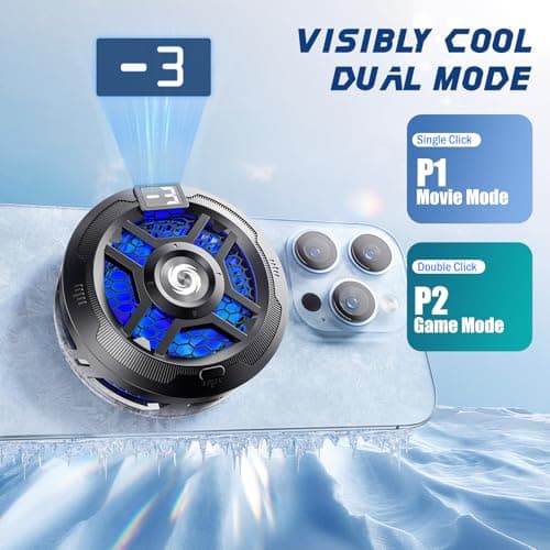Magnetic Cell Phone Cooler for Gaming Comvin, Mobile Phone Cooling Fan with Dual Mode/Temperature Display,Portable Radiator for iPhone MagSafe Series/Android/iPad/Tablet,Semiconductor Heatsink Cooling - Thumbnail 4