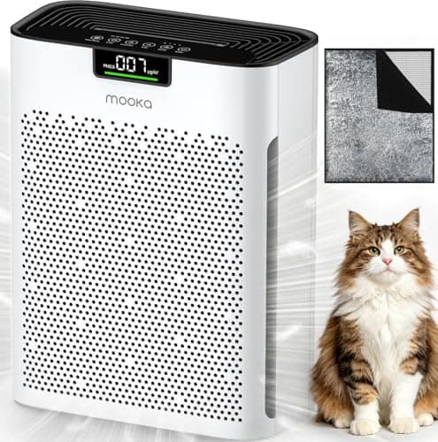 Air Purifier for Home Bedroom Large Room 2200 Ft², MOOKA H13 HEPA Air Cleaner with Washable Pre-filter, Air Quality Monitor, Air Purifiers for Pets Hair Smoke Dust Pollen, Auto Mode, KJ190 White - Image 1