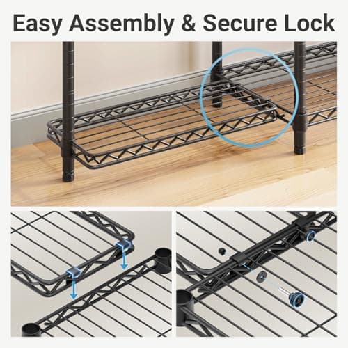 VIPEK V3 Nano Clothes Rack with 4 Semi-Shelves and 3 Standard Shelves, Clothing Rack for Hanging Clothes, Free Standing Closet System, Portable Metal Wardrobe for Bedroom, Max Load 800LBS, Black - Thumbnail 4