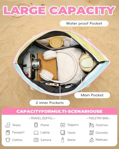 WOOMADA Large Straw Beach Tote - Tote Bag for Towels & Vacation Essentials - Thumbnail 5