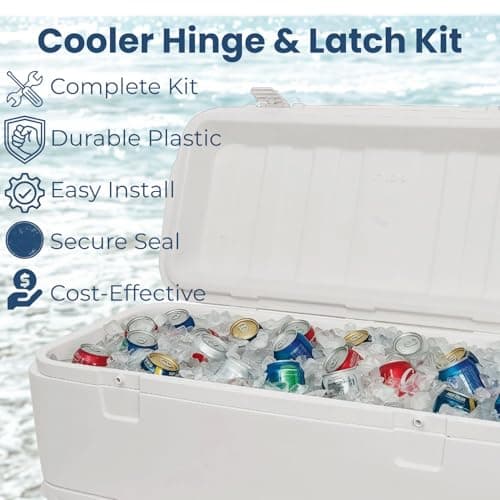 telehybrid Cooler Replacement Hinges and Latches Kit for Igloo- Heavy Duty Ice Chest Repair Parts Compatible with Igloo 25-165 Qt Cooler- Include Latch Posts & Stainless Steel Screws - Thumbnail 6