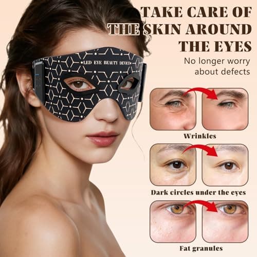 Red Light Eye Mask, 5 Modes Adjustable LED Red Light Therapy for Eyes, Under Eye Red Light Therapy Device for Relieve Eye Bags, Dark Circles and Puffiness, Smoothing Fine Lines - Thumbnail 2