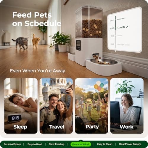 Frienhund Timed Automatic Cat Feeder 2 Cats with Slow Feed: Dual Automatic Dog Feeder with Information Visualization, Programmable Auto Cat Food Dispenser for Multiple Pets,Detachable for Clean-29 Cup - Thumbnail 5