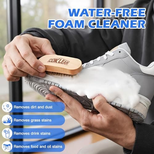 Coklean Foam Shoe Cleaner, White Sneaker Cleaner Kit for Tennis Shoes, Running, Golf, PU, Nubuck,Sole, Shoe Cleaning Kit 1Pack - Thumbnail 2