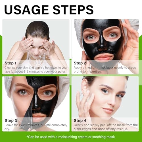 AOPEIBOTO Charcoal Peel Off Face Mask, Blackhead Remover Mask, Black Mask Peel Off for Nose, Deep Cleansing Face Proes, Dirts and Oil for Women & Men, 120g/4.23fl.oz - Thumbnail 6