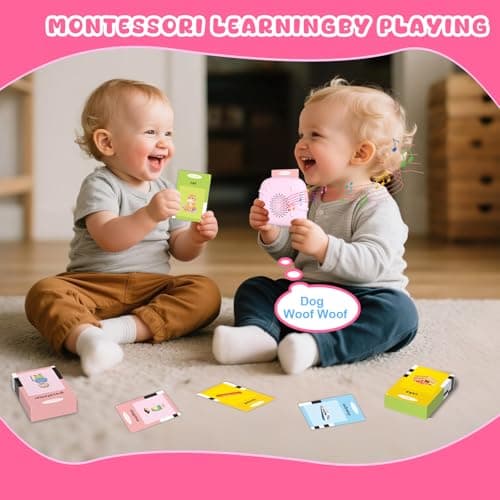 Toddler Talking Flash Cards for 1 2 3 4 5 Year Old Boys and Girls - Language Sensory Learning Device with 224 Sight Words - Montessori,Pocket Speech Therapy,Autism Toys,Christmas Birthday Gift - Pink - Thumbnail 3