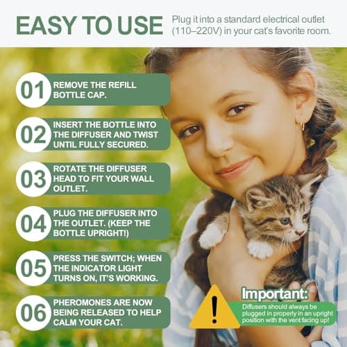 AutumnNest 6-in-1 Cat Calming Pheromone Diffuser Kit, Cat Calming Diffuser for Anxiety Relief, Aggression, Scratching, Urine Marking, Fighting, Meowing, Hiding, Safe for All Cats, 120 Days Support - Thumbnail 6