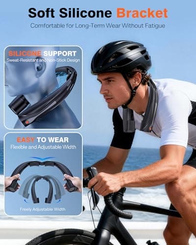 Vexolta Portable Neck Fan, 6000mAh Personal Fan, 360° Cooling Rechargeable Wearable Fan, 6 Speeds Adjustable Hands Free Fan for Travel Outdoor, Office, Ideal Summer Gifts for Men Women - Thumbnail 6