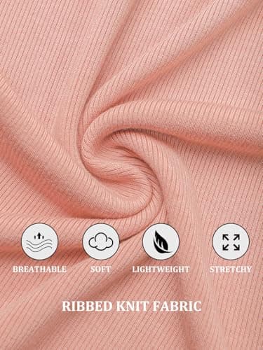 GKBK Women's Tank Tops 2026 Spaghetti Strap Ribbed Knit Scoop Neck Sleeveless Shirts Summer Casual Basic Tanks Pink M - Thumbnail 4