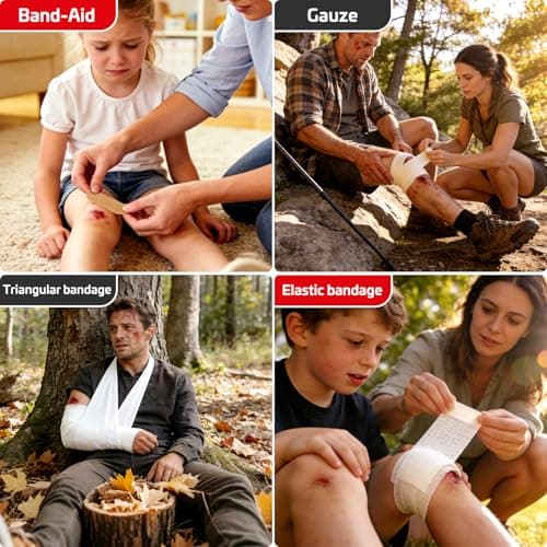 382 Piece Portable First Aid Kit, Emergency Preparedness Supplies for Home, Car, Travel, Camping, Office and Outdoor Use, Compact Red Bag with Assorted Bandages, Gauze and Care Accessories - Thumbnail 5