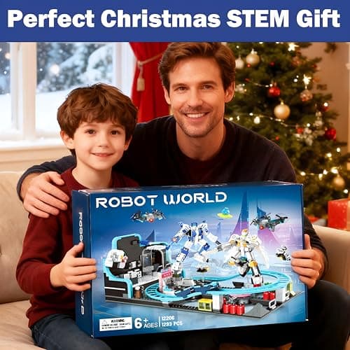 Toptrend Space Roller Coaster Toy, 1293pcs Robot STEM Building Toys Coaster Set for Kids 6-7 8-12 8-14, Creative Engineering Christmas Stockings Stuffers Gifts for 6 7 8 9 10 11 12 13 14 Year Old Boys - Thumbnail 5