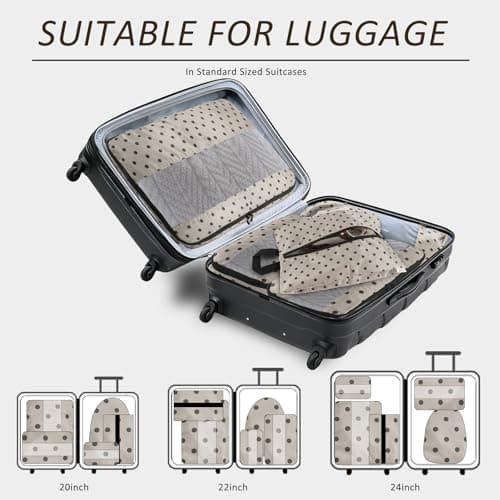 U+U 5 Set Packing Cubes for Travel Essentials Ultralight Luggage Packing Organizers with Laundry Bag and Shoe Bag for Vacation, Business Trip and Camping (Brown Polka Dot) - Thumbnail 5