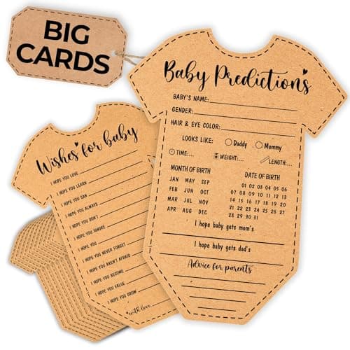 WOODAMORE Baby Prediction and Advice Cards - Well Wishes Cards for Baby Shower Decorations Gender Neutral, Hilarious Babies Shower Games Activities - Image 1