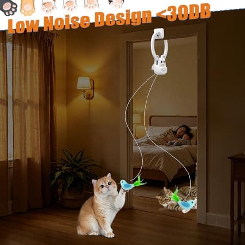 INKZOO Interactive Cat Toys for Indoor Cats, Automatic Flying Bird Feather Wand Toy for Chase Exercise Enrichment, Rechargeable Durable Safe Hanging Cat Toy for Bored Kittens & Adult Cats - Thumbnail 6