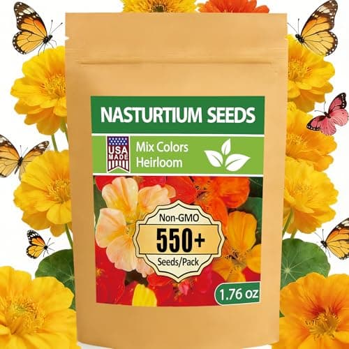 LUOJIBIE Nasturtium Seeds, 550+ Mixed Colors Large Blooms Seeds Bulk Pack, Nasturtium Seeds for Planting 2026, High Germination Non-GMO, Wildflower Seeds for Planting Indoor Outdoor, Open Pollinated - Image 1