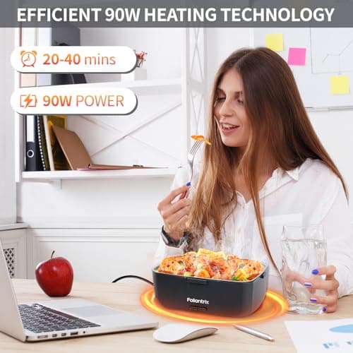 Foliantrix Heated Lunch Box 90W Electric Lunch Box for Adults with 2L Stainless Steel Container Portable Food Warmer for Men/Car/Truck/Work/Travel Loncheras Para Hombres De Trabajo 12/24/110v - Thumbnail 5