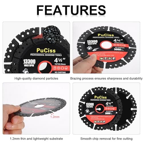 4-1/2 Inch Industrial Metal Cutting Saw Blades Bundle,Diamond-Infused Grinder Blades, Glass Cutters Tools, Discos para Cortar Ceramica & Indestructible Disc for Tile/Metal (3, 4-1/2") - Thumbnail 4