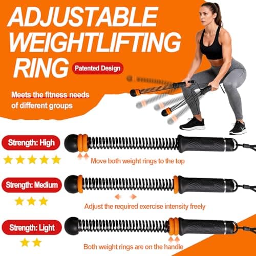RIZENCE Upgrade Portable Ropeless Battle Ropes - Adjustable Weights Cordless Battle Ropes for Home Gym with Training Poster - Battle Rope Sticks Exercise Equipment for Low-Impact Workout, HIIT & Cardio - Thumbnail 2