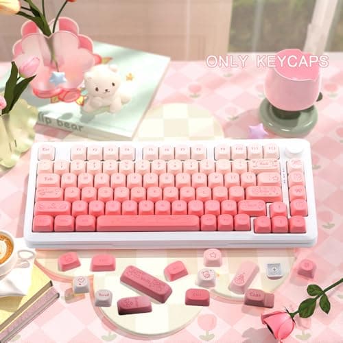 AKepopery 134Keys PBT Keycaps MOA Profile Key Cap for Cherry Gateron MX Switches Mechanical Keyboards Key caps (Butterfly Powder) - Thumbnail 2