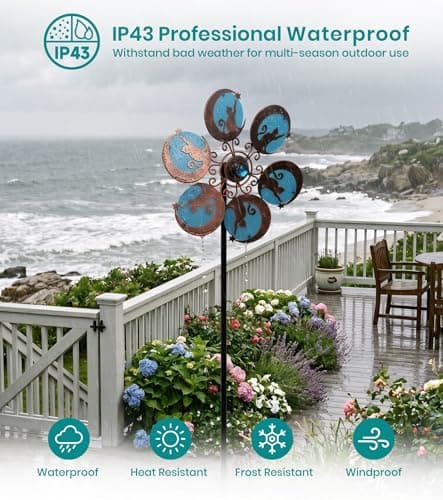 VUFOZ Wind Spinners Outdoor for Yard & Garden, Whimsical Cat Yard Spinner, Metal Wind Spinner with Reflective Acrylic Gem, Outdoor Decorations with Soft Nighttime for Lawn & Patio - Thumbnail 5