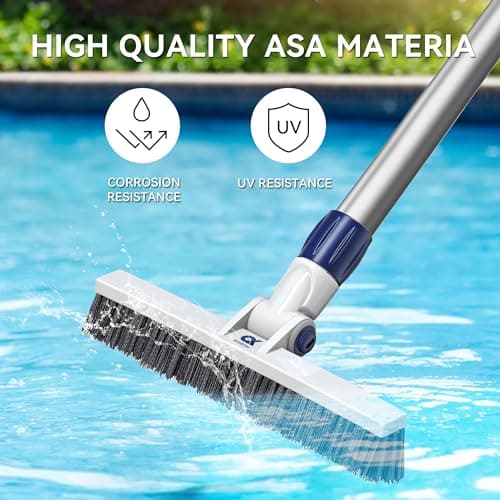 12" Pool Brush Head Cleaning Pool Wall &Waterline Tiles & Steps, Premium PP Bristles Pool Scrub Brushes for Small Inground Pools & Above-Ground Pools Spa Bathroom Hot Tub Fit Standard Pool Pole - Thumbnail 3