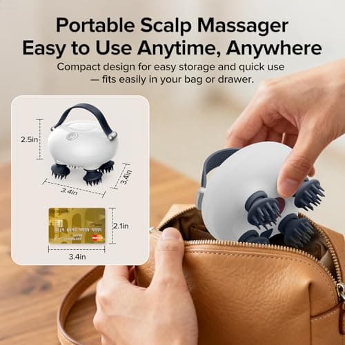 IOOKNA Head Massager Scalp, Scalp Massager, Portable Head Massager, Waterproof Scalp Massager with Tangle-Resistant Design, with 12 Massage Heads & 3 Modes, Heartfelt Mothers Day Gifts for Mom - Thumbnail 5