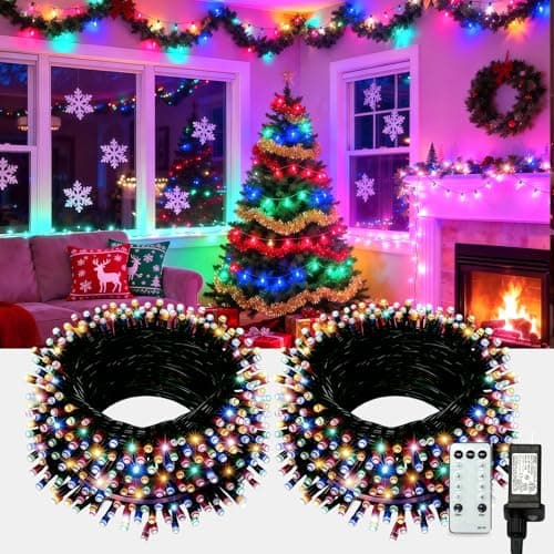 AHAWILL String Lights for Christmas Decor,LED RGB Classroom Lights, Waterproof Fairy Lights Indoor for Christmas Decor,Dimmable,8 Modes,Valentine's Day Home Decorations (83ft) - Image 1
