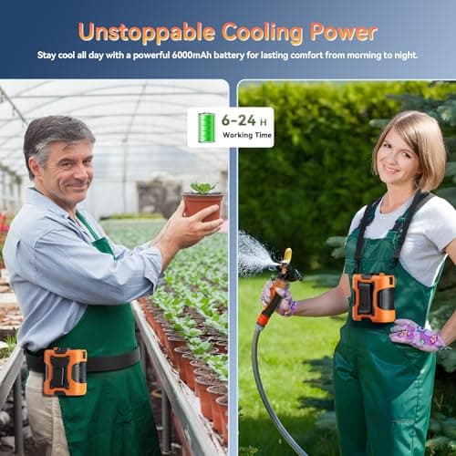 Portable Waist Fan Clip on with Light, 12M/S Quiet & Powerful Silencer Motor, 100 Speeds Wearable Belt Personal Shirt Fan, Digital Display, Upto 24H Cooling Time, Ideal Gift for Outdoor Workers - Thumbnail 5