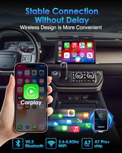 Apple CarPlay Wireless Adapter, Convert OEM Wired CarPlay to Wireless Dongle, 5.8GHz WiFi & Bluetooth Car Adapter, Plug & Play Auto Connect, Compatible with Cars (2016+) & iPhone iOS 10+, Dark Grey - Thumbnail 3