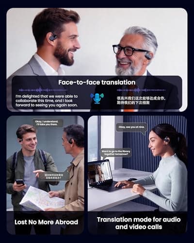 FERRISA Translation Earbuds Real Time, 3-in-1 AI Translation Earbuds with 164 Languages, 60H Playtime Bluetooth Translator Headphones, Open Ear Wireless Earbuds for Travel Business Calls - Thumbnail 3