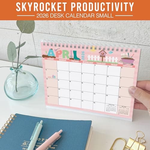 Small Desk Calendar 2026-18-Month 2026 Desk Calendar Small for Home, Office & Classroom, Standing Flip Desks Calendars 2026-2027, Teacher Appreciation Gifts, Graduation Gifts - Thumbnail 6