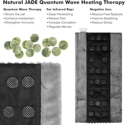 Dowin Far Infrared Heating Pad - Natural Jade Vibrating Massaging Weighted Heating Pad for Neck and Shoulders, Electric Heat Pad with 3 Heating Levels & 3 Vibrating Modes, 5lbs 12" x 24" - Thumbnail 2