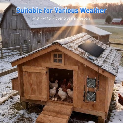 HASDSAGY Solar Powered Fan, 25W Solar Fans for Outside Vent Exhaust Fan Waterproof for Shed Chicken Coops Greenhouse Doghouses Pet House for Intake or Exhaust Air Cooling - Thumbnail 6