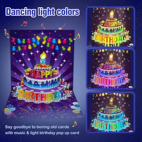 FaCraft Birthday Card for Women Men with LED Light & Music, Blow the Candle - Thumbnail 3