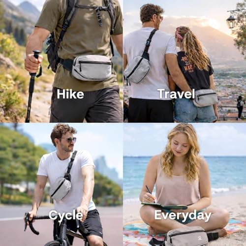 XENLYN GEAR Waist Pack for Men & Women, Premium Water-Resistant Textured Fabric Fanny Pack, Lightweight Crossbody Belt Bag with Hidden Pocket, Stylish Everyday Travel Hiking Running - Thumbnail 6