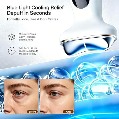RFVDC Cold Heated Electric Gua Sha, Facial Neck Lymphatic Drainage Sculpting Tool, Cooling Depuffing Wand for Puffy Face, 7-in-1 LED Red Light Face Massager for Lifting, Contouring, Firming - Thumbnail 5