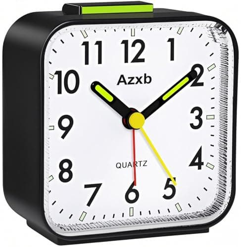 Azxb Analog Alarm Clock, Silent No Ticking Battery Operated Travel Alarm Clock with Night Light, Snooze, Loud Alarm, Luminous, Quiet Small Desk Clock for Bedrooms Deep Sleeper Adults Kids, Easy Set - Image 1